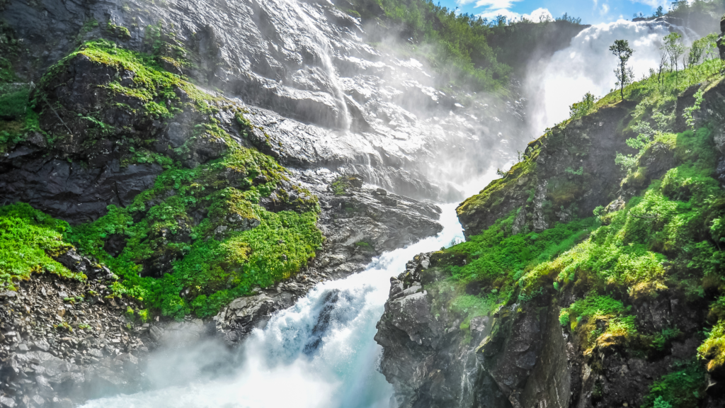 Kjosfossen. Norways tall waterfalls