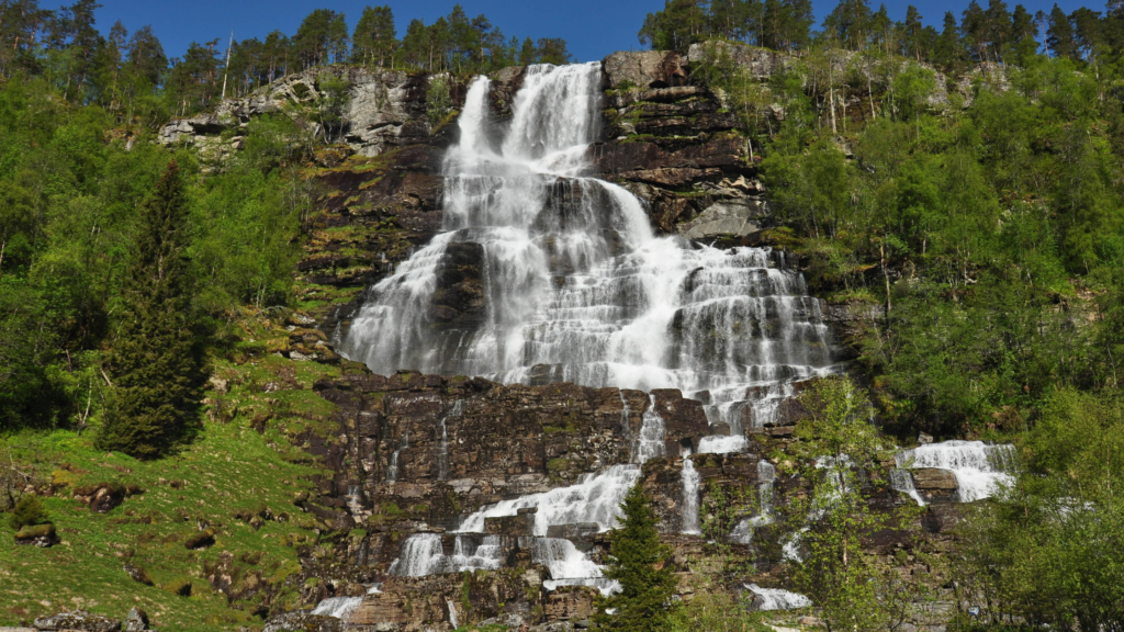 Tvindefossen, Norway. Beautiful waterfalls to visit