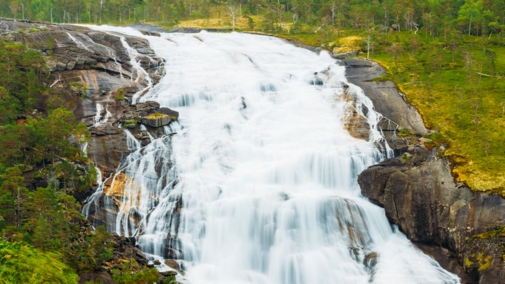 Husedalen Waterfalls, Norway. Travel destinations.